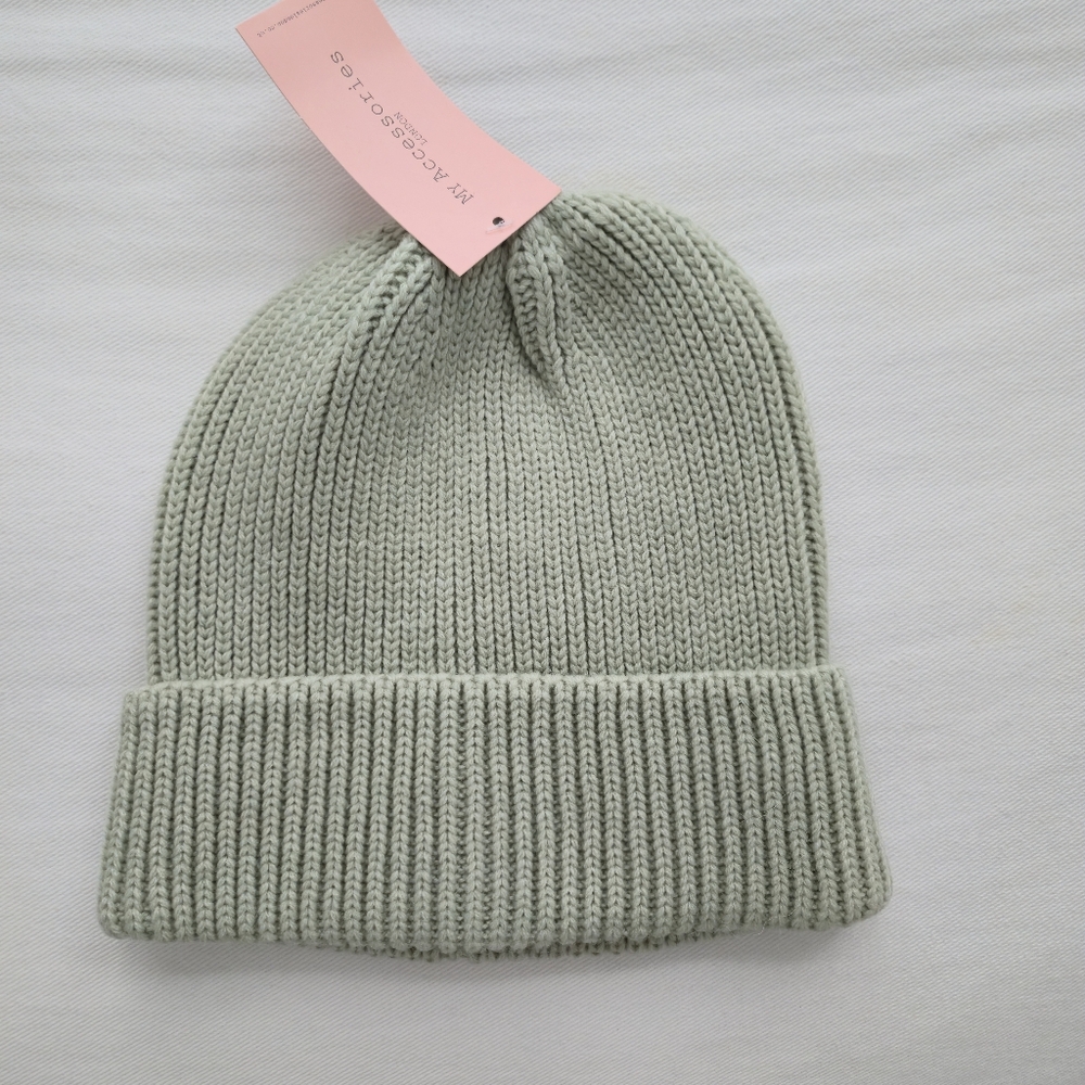 MY ACCESSORIES Sage Ribbed Knit Beanie Hat – Cozy Winter Cold Weather Essential